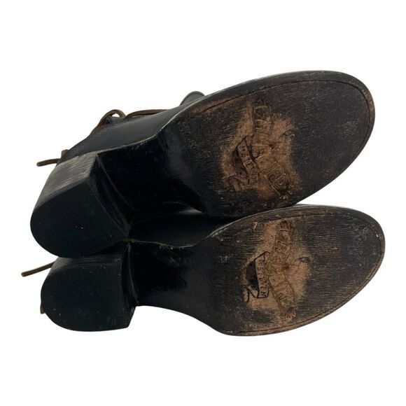 Freebird By Steven Size 9 Casey Ankle Lace Tie Booties Boots Brown Leather - Picture 5 of 7